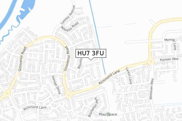 HU7 3FU map - large scale - OS Open Zoomstack (Ordnance Survey)