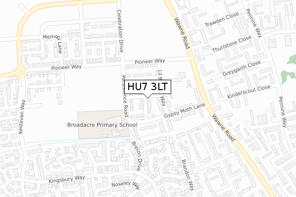 HU7 3LT map - large scale - OS Open Zoomstack (Ordnance Survey)