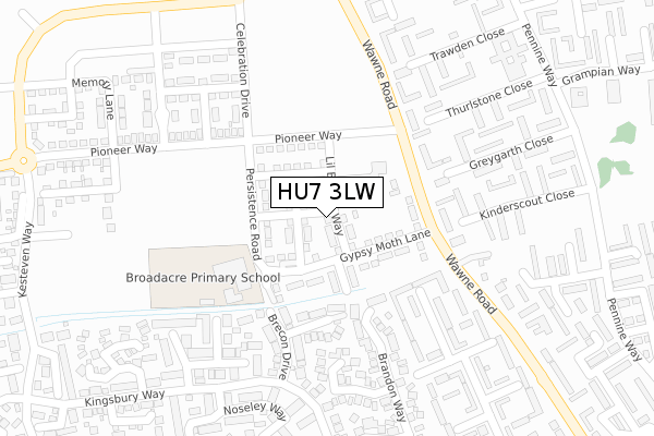 HU7 3LW map - large scale - OS Open Zoomstack (Ordnance Survey)