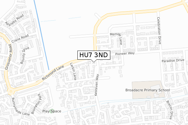 HU7 3ND map - large scale - OS Open Zoomstack (Ordnance Survey)