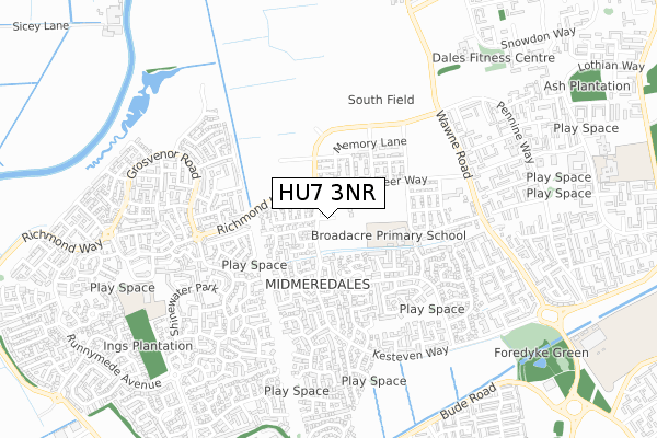 HU7 3NR map - small scale - OS Open Zoomstack (Ordnance Survey)