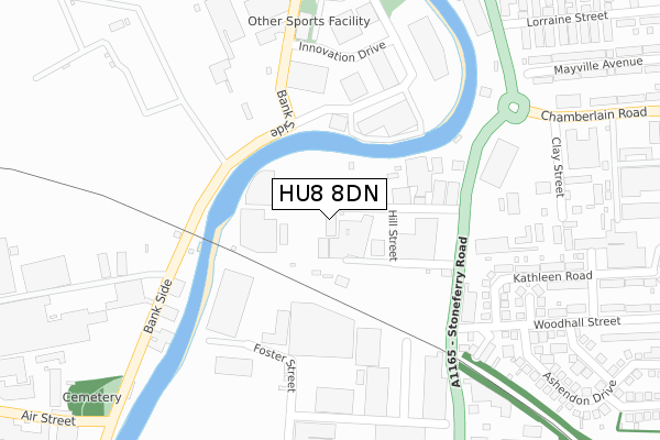 HU8 8DN map - large scale - OS Open Zoomstack (Ordnance Survey)