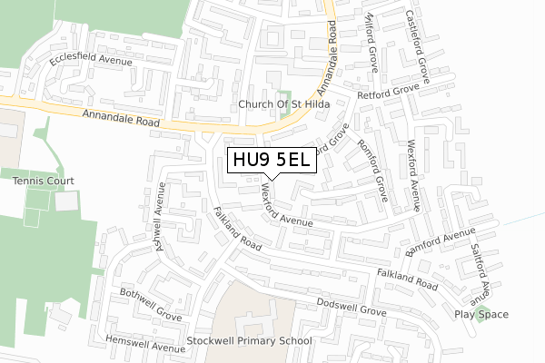 HU9 5EL map - large scale - OS Open Zoomstack (Ordnance Survey)