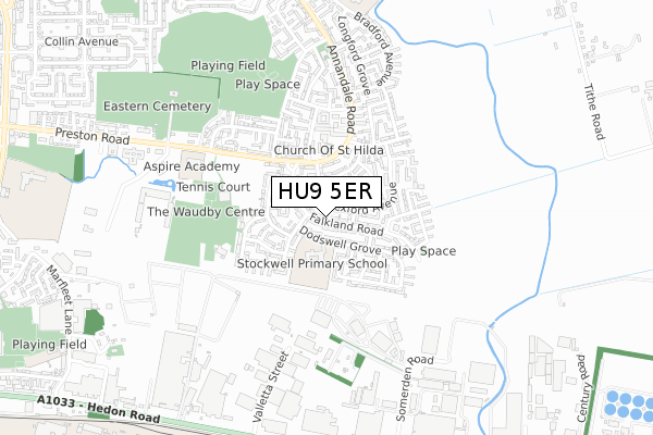 HU9 5ER map - small scale - OS Open Zoomstack (Ordnance Survey)