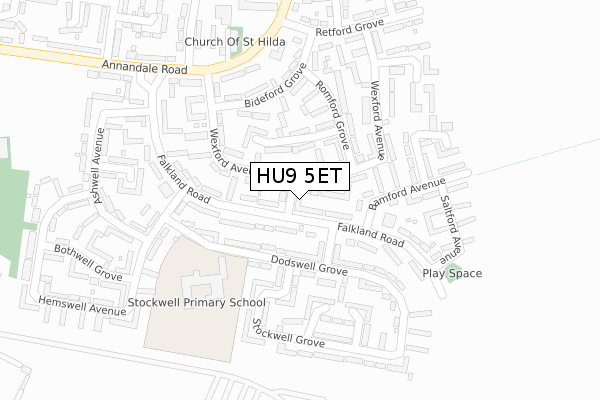 HU9 5ET map - large scale - OS Open Zoomstack (Ordnance Survey)