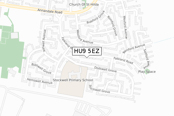 HU9 5EZ map - large scale - OS Open Zoomstack (Ordnance Survey)