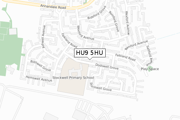 HU9 5HU map - large scale - OS Open Zoomstack (Ordnance Survey)