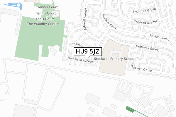 HU9 5JZ map - large scale - OS Open Zoomstack (Ordnance Survey)