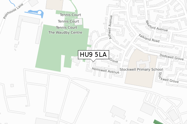 HU9 5LA map - large scale - OS Open Zoomstack (Ordnance Survey)