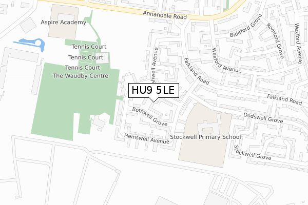 HU9 5LE map - large scale - OS Open Zoomstack (Ordnance Survey)