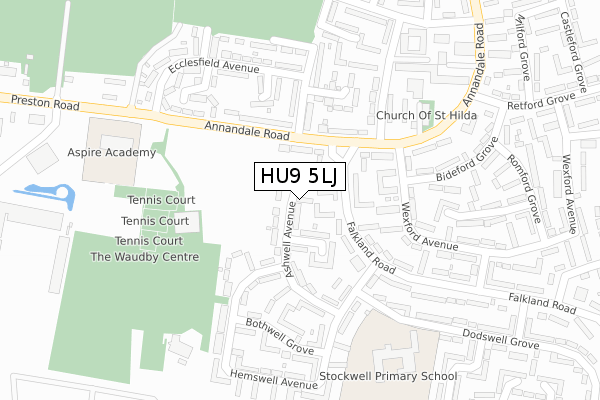 HU9 5LJ map - large scale - OS Open Zoomstack (Ordnance Survey)