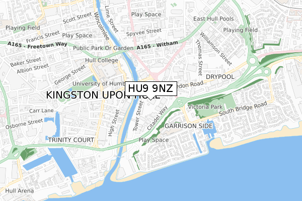 HU9 9NZ map - small scale - OS Open Zoomstack (Ordnance Survey)