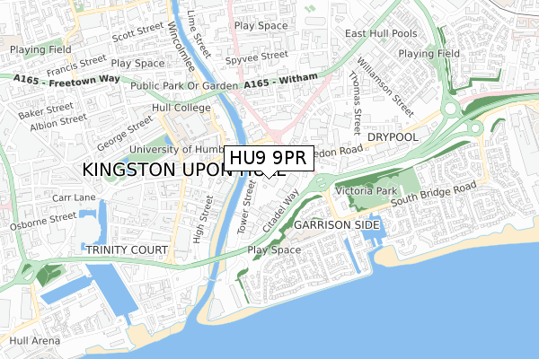 HU9 9PR map - small scale - OS Open Zoomstack (Ordnance Survey)