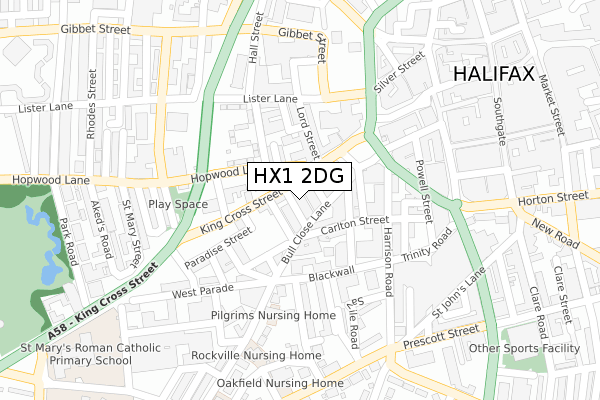 HX1 2DG map - large scale - OS Open Zoomstack (Ordnance Survey)