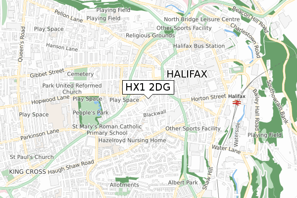 HX1 2DG map - small scale - OS Open Zoomstack (Ordnance Survey)