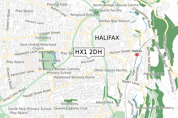 HX1 2DH map - small scale - OS Open Zoomstack (Ordnance Survey)