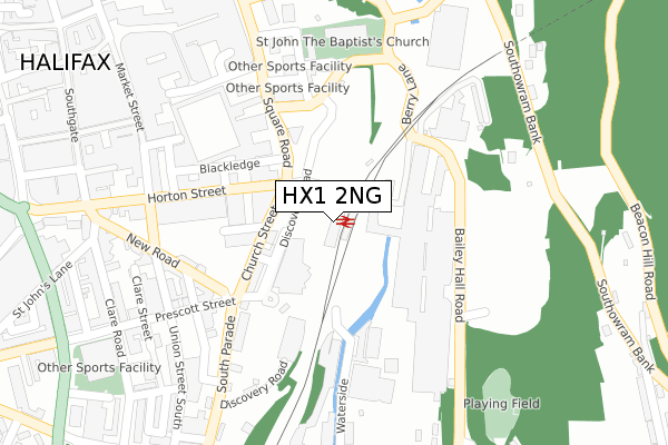 HX1 2NG map - large scale - OS Open Zoomstack (Ordnance Survey)