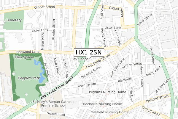 HX1 2SN map - large scale - OS Open Zoomstack (Ordnance Survey)