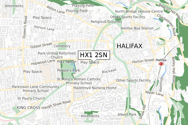 HX1 2SN map - small scale - OS Open Zoomstack (Ordnance Survey)