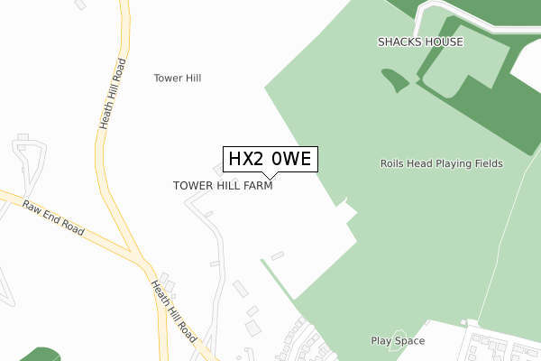 HX2 0WE map - large scale - OS Open Zoomstack (Ordnance Survey)