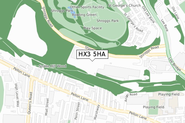 HX3 5HA map - large scale - OS Open Zoomstack (Ordnance Survey)