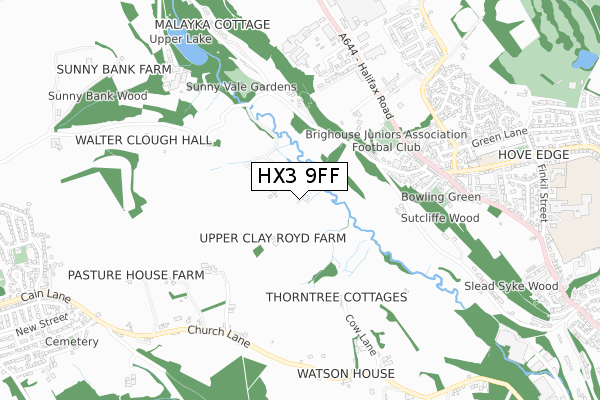 HX3 9FF map - small scale - OS Open Zoomstack (Ordnance Survey)