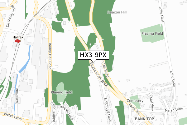 HX3 9PX map - large scale - OS Open Zoomstack (Ordnance Survey)