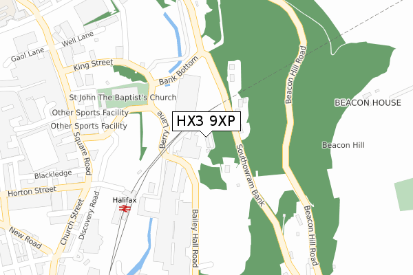 HX3 9XP map - large scale - OS Open Zoomstack (Ordnance Survey)