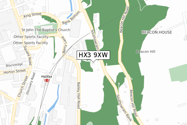 HX3 9XW map - large scale - OS Open Zoomstack (Ordnance Survey)