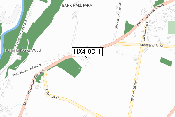 HX4 0DH map - large scale - OS Open Zoomstack (Ordnance Survey)