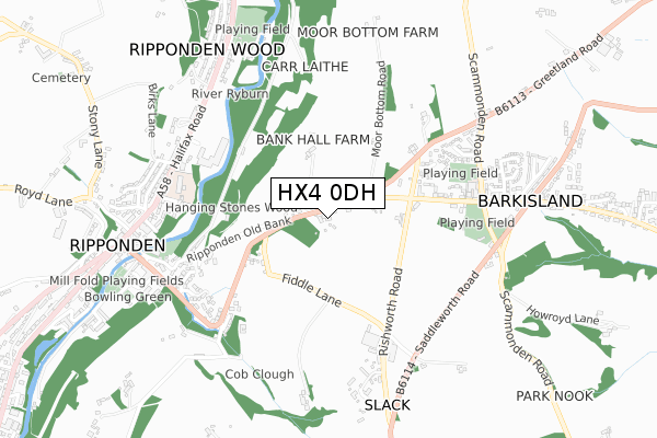 HX4 0DH map - small scale - OS Open Zoomstack (Ordnance Survey)