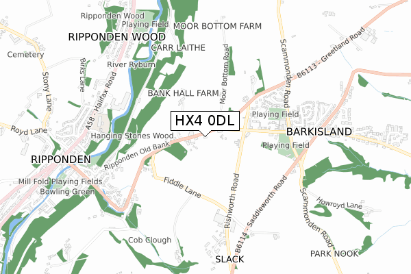 HX4 0DL map - small scale - OS Open Zoomstack (Ordnance Survey)