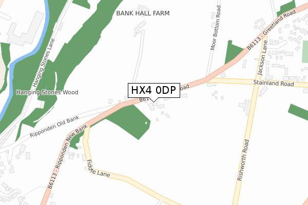 HX4 0DP map - large scale - OS Open Zoomstack (Ordnance Survey)