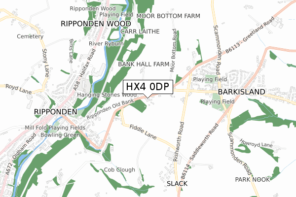 HX4 0DP map - small scale - OS Open Zoomstack (Ordnance Survey)