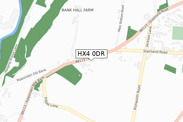 HX4 0DR map - large scale - OS Open Zoomstack (Ordnance Survey)