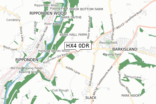 HX4 0DR map - small scale - OS Open Zoomstack (Ordnance Survey)