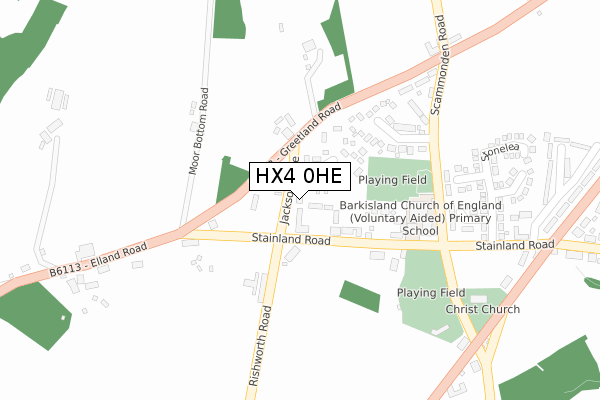 HX4 0HE map - large scale - OS Open Zoomstack (Ordnance Survey)