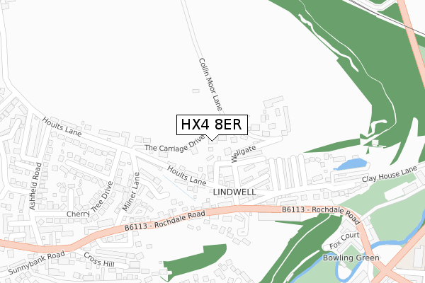 HX4 8ER map - large scale - OS Open Zoomstack (Ordnance Survey)