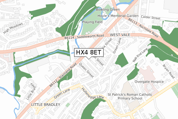 HX4 8ET map - large scale - OS Open Zoomstack (Ordnance Survey)