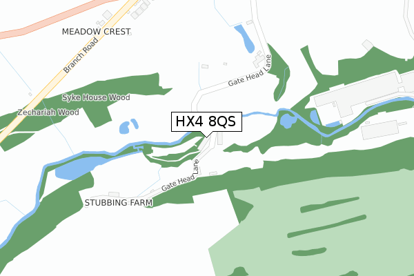 HX4 8QS map - large scale - OS Open Zoomstack (Ordnance Survey)