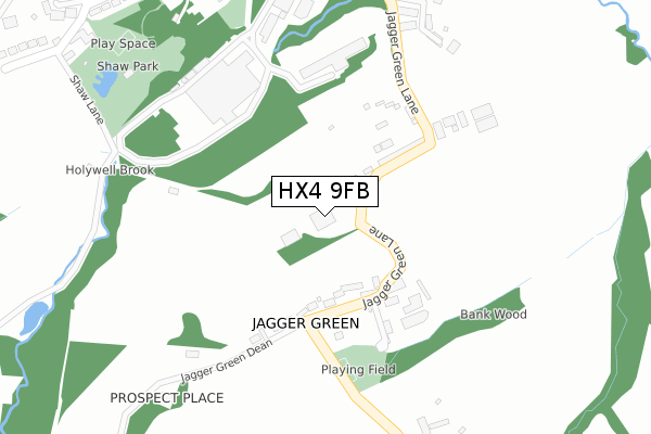 HX4 9FB map - large scale - OS Open Zoomstack (Ordnance Survey)