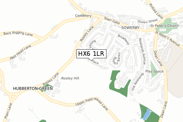 HX6 1LR map - large scale - OS Open Zoomstack (Ordnance Survey)