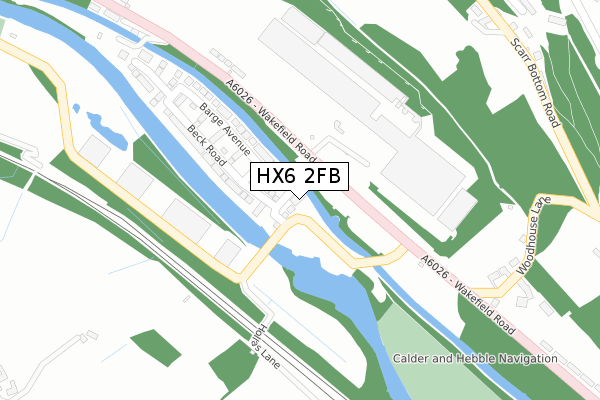 HX6 2FB map - large scale - OS Open Zoomstack (Ordnance Survey)