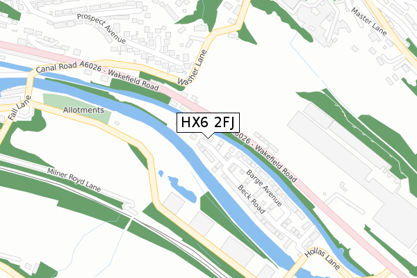 HX6 2FJ map - large scale - OS Open Zoomstack (Ordnance Survey)