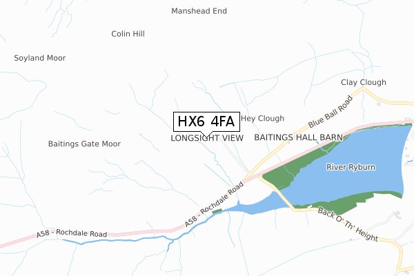 HX6 4FA map - small scale - OS Open Zoomstack (Ordnance Survey)