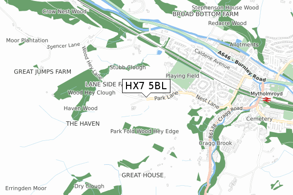 HX7 5BL map - small scale - OS Open Zoomstack (Ordnance Survey)