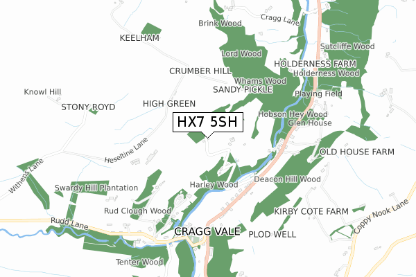 HX7 5SH map - small scale - OS Open Zoomstack (Ordnance Survey)