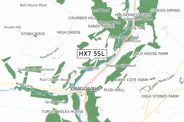 HX7 5SL map - small scale - OS Open Zoomstack (Ordnance Survey)