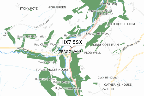 HX7 5SX map - small scale - OS Open Zoomstack (Ordnance Survey)