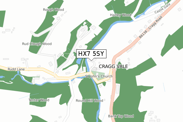 HX7 5SY map - large scale - OS Open Zoomstack (Ordnance Survey)